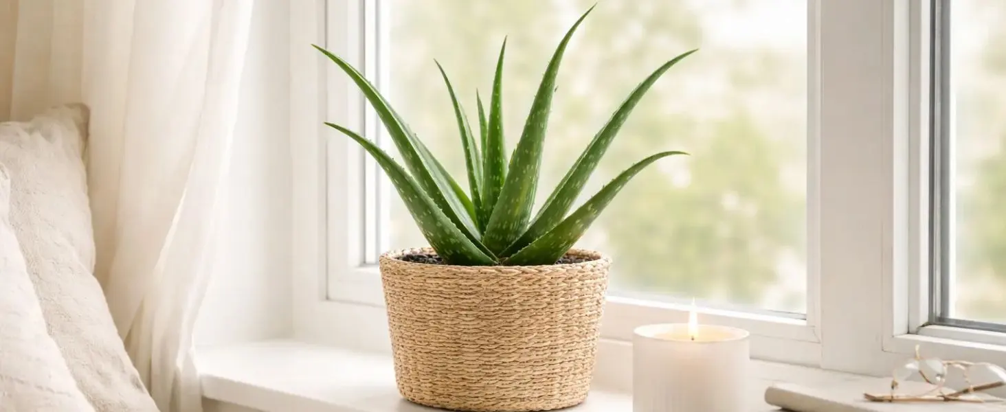 aloe vera plant in bedroom for fresh air and natural decor