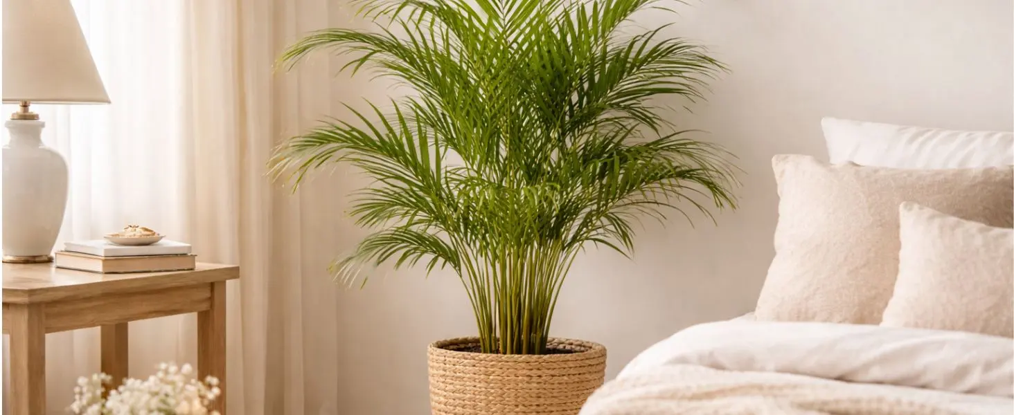 areca palm indoor plant for bedroom creating a calm and airy space