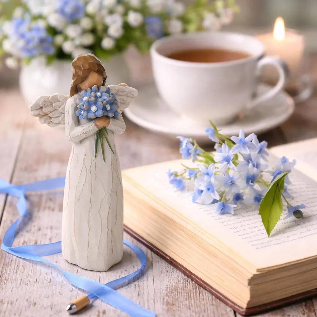 Forget Me Not Guardian Angel Figurine for Home Decor