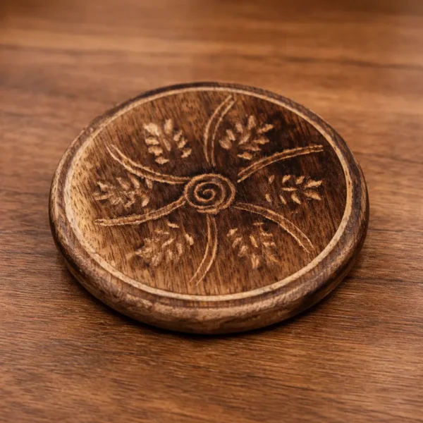 Intricate carved wooden coaster holder_3