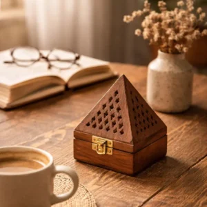 Handmade Wooden Incense Burner Holder – Ash Catcher for Meditation & Aromatherapy