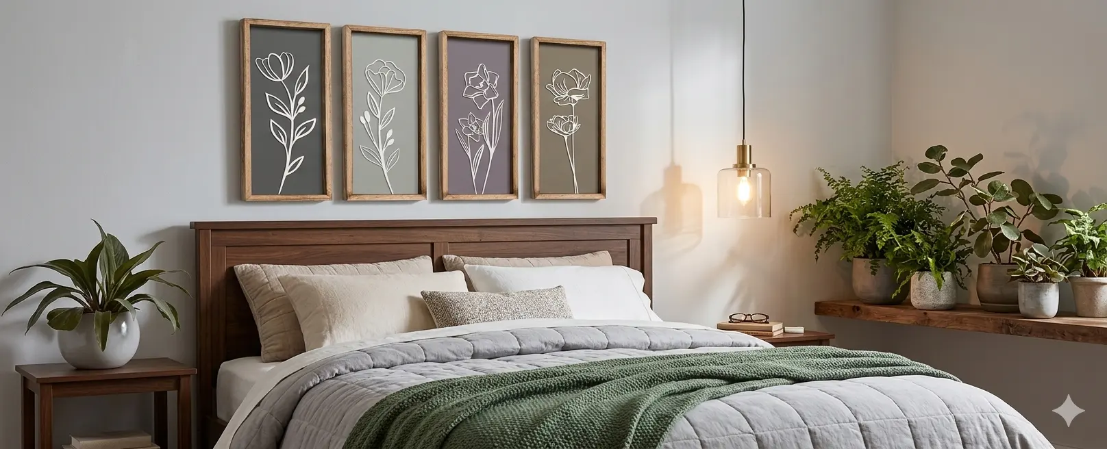 minimalist botanical art with neutral tones featuring simple plant illustration, modern wall decor in a calm and natural aesthetic