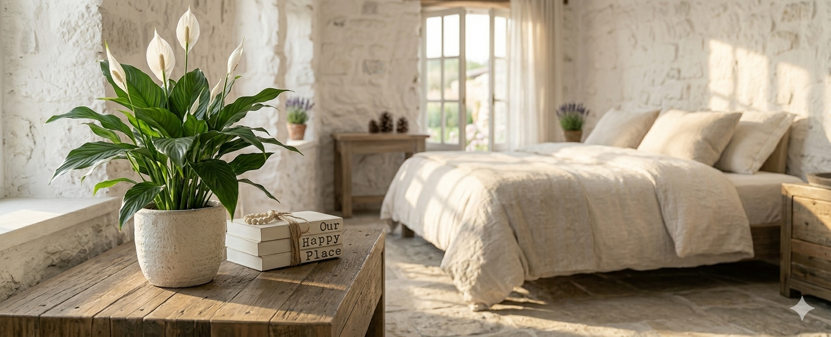peace lily bedroom plant for calming and relaxing atmosphere