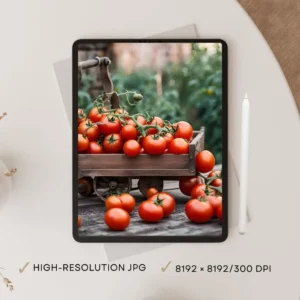 Ripe Tomatoes in Rustic Wooden Crate – Printable Wall Art