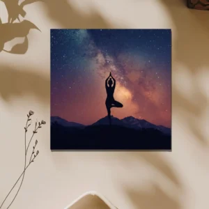 Cosmic Yoga Wall Art – Galaxy Meditation Silhouette Print