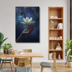 White Magnolia Canvas Wall Art, Dark Floral Decor