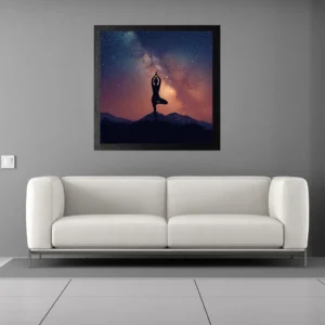 Cosmic Yoga Wall Art – Galaxy Meditation Silhouette Print