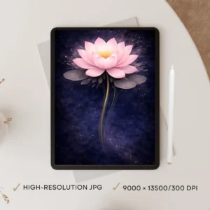 Glowing Lotus Spiritual Wall Art – Healing Energy & Protection Digital Download