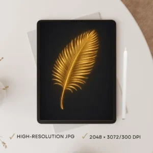 Golden Glow Minimal Flower Digital Download | Luxury Dark Wall Art Print