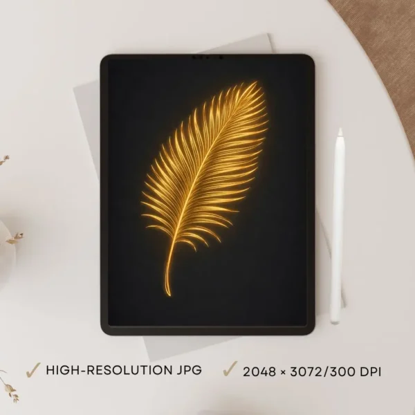 Golden Glow Minimal Flower Digital Download | Luxury Dark Wall Art Print