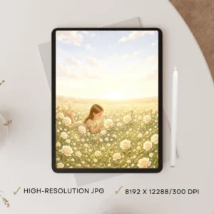 Golden Hour Meadow – Minimalist Art Canvas | Premium Printable Wall Art