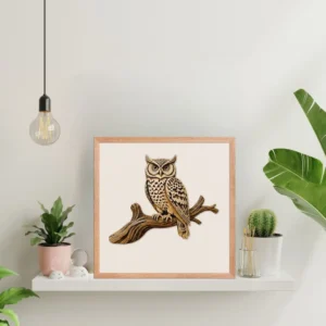 Owl Illustration, Framed Bird Art for Living Room