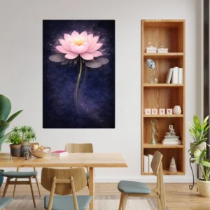 Pink Lotus Flower Canvas Wall Art | Spiritual Zen Floral Decor | Minimal Elegant Home Print
