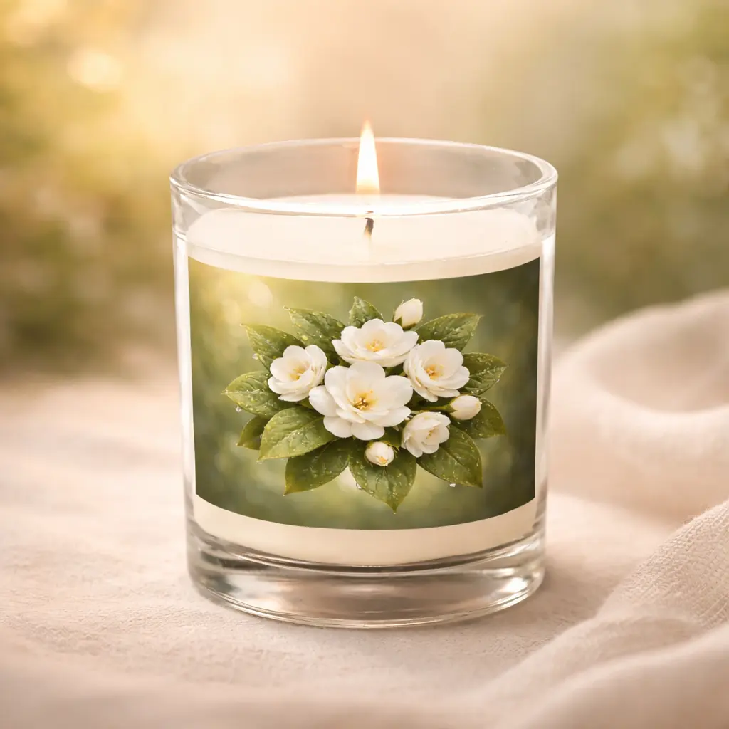Natural Soy Wax Candle in White Glass Jar