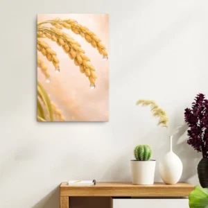 Rice Grain Dew Drops Canvas Wall Art | Calm Nature Decor