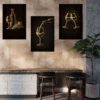 Golden Glow Wine Pour Set of 3 Prints | Black & Gold Luxury Wall Art Bundle