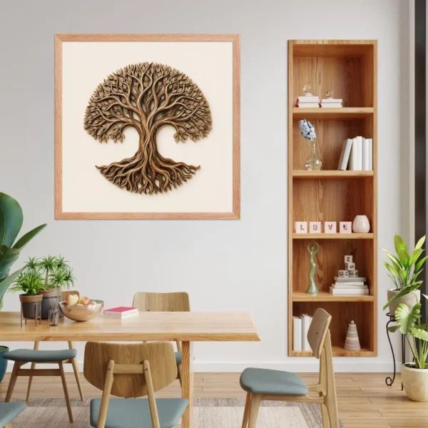Tree of Life Framed Wall Art, Rustic Wooden Tree Roots Print
