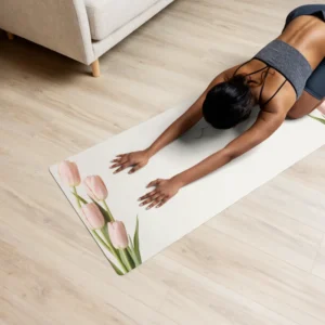 Soft Tulip Yoga Mat – Minimal Floral Aesthetic, Neutral Calm Design for Yoga & Meditation