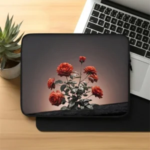 Aesthetic Dark Rose Laptop Sleeve, Moody Floral Laptop Case, Gothic Red Rose Computer Bag, Vintage Crimson Blossom MacBook Air Pro Sleeve