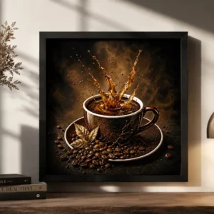 Dark Coffee Splash Framed Poster