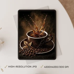 Dark Coffee Splash Wall Art – Digital Download