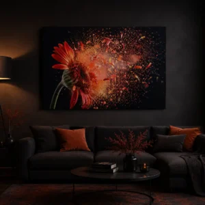Fiery Gerber Flower Exploding - Thin Canvas Print
