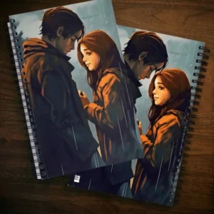 "Farewell in the Rain" Aesthetic Notebook - Sad Couple Art Journal for Deep Thoughts