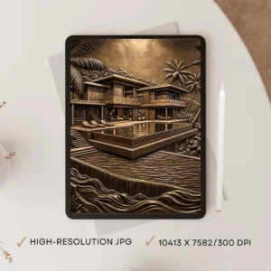 Golden Horizon Villa | Tropical Luxury Printable Wall Art