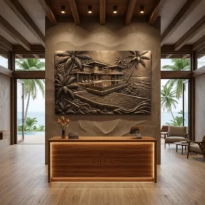 Golden Horizon Villa | Luxury Coastal Canvas Wall Art