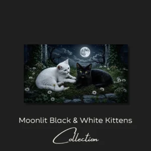 Moonlit Black & White Kittens Collection