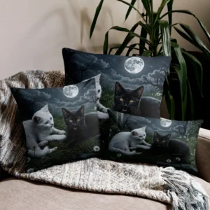Mystical Cat Pillow Cover for Gothic Home Decor