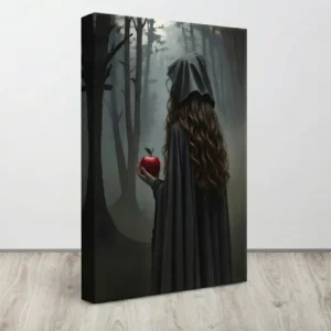 Mystical Hooded Woman Canvas Print – Dark Fantasy Wall Art for Gothic Home Decor