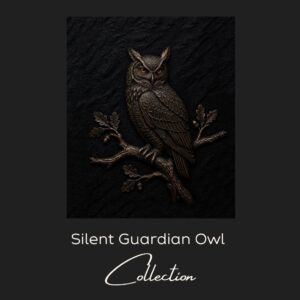 Silent Guardian Owl on Slate Texture Background_colection