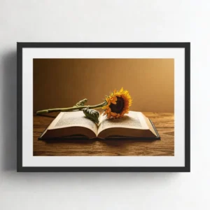 Sunflower & Stories – Framed Print with Mat Board