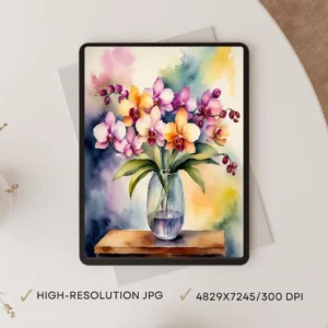 Instant Download | Watercolor Orchid Printable Wall Art