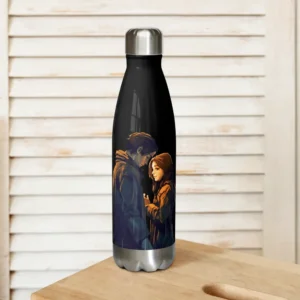 Rainy Glow Minimalist Water Bottle - 17oz Stainless Steel | Zen-Inspired Dark Art