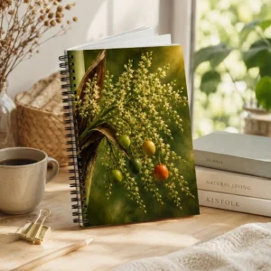 Botanical Journal, Nature Writing Notebook, Green & Gold Floral Diary, Mindfulness Journal, Tropical Botanical Cover, Gift for Nature Lovers